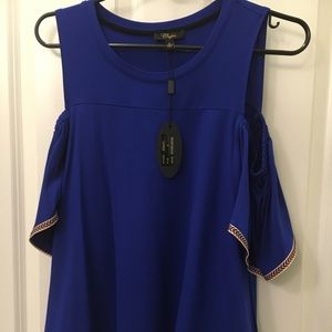 NWT royal blue Cupio off-shoulder top, szS